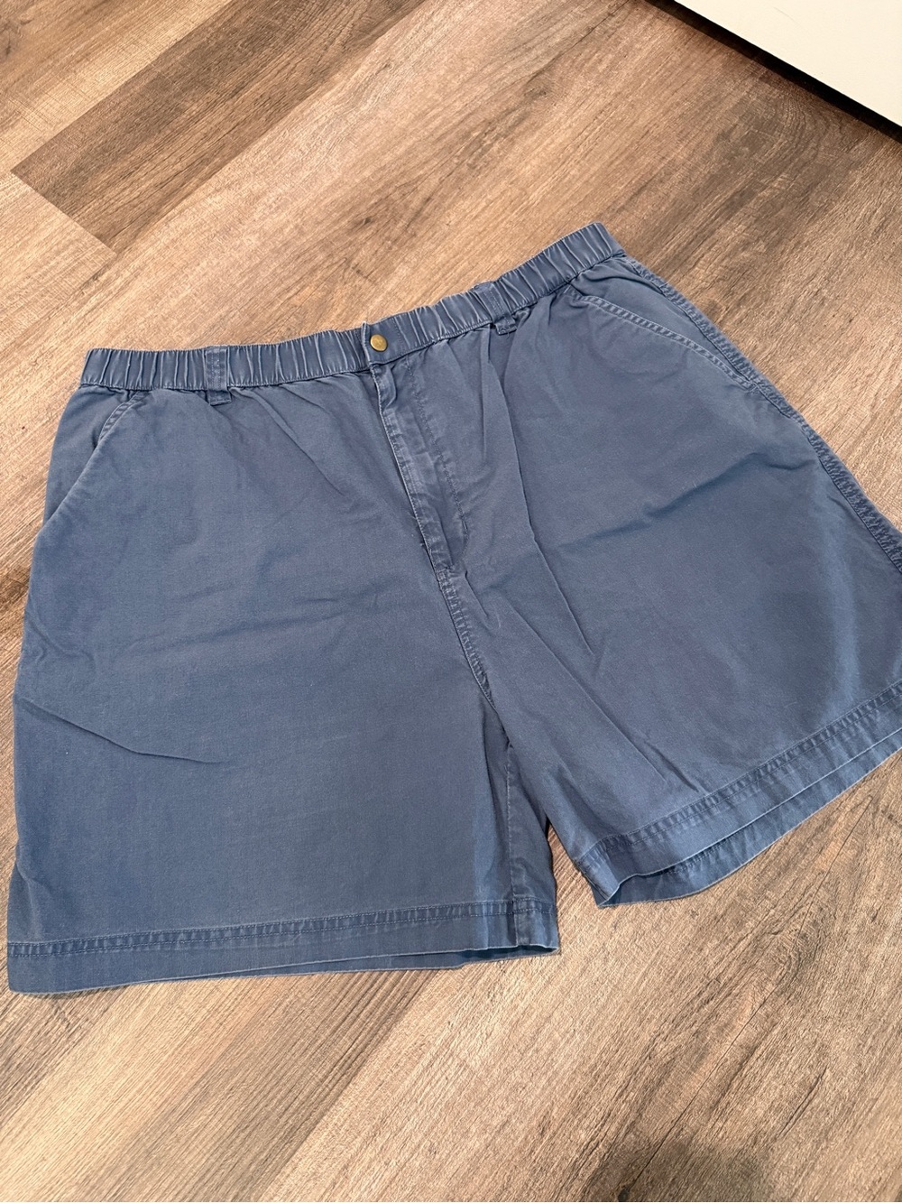 Vintage 1990’s- Men's Navy Blue Elastic-Waist Cotton Shorts